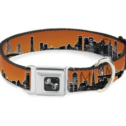 Dog Bone Seatbelt Buckle Collar - San Francisco Vivid Skyline Orange Fade/Black