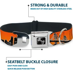 Dog Bone Seatbelt Buckle Collar - San Francisco Vivid Skyline Orange Fade/Black
