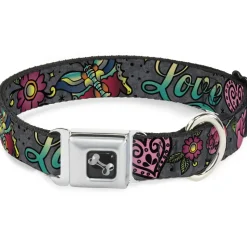 Dog Bone Seatbelt Buckle Collar - Love Kills Gray