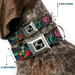 Dog Bone Seatbelt Buckle Collar - Love Kills Gray