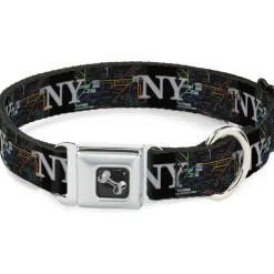 Dog Bone Seatbelt Buckle Collar - New York Subway