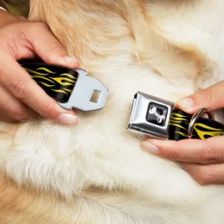 Dog Bone Seatbelt Buckle Collar - Flame Yellow