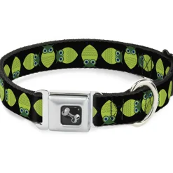 Dog Bone Seatbelt Buckle Collar - Owls Spin Black/Green