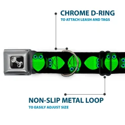 Dog Bone Seatbelt Buckle Collar - Owls Spin Black/Green