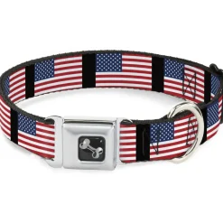 Dog Bone Seatbelt Buckle Collar - United States Flags