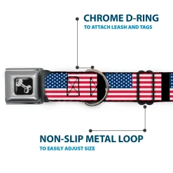Dog Bone Seatbelt Buckle Collar - United States Flags