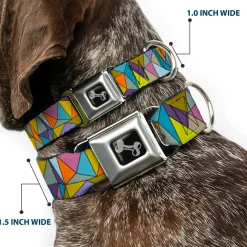 Dog Bone Seatbelt Buckle Collar - Stained Glass Mosaic Multi Color