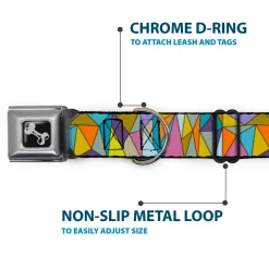 Dog Bone Seatbelt Buckle Collar - Stained Glass Mosaic Multi Color