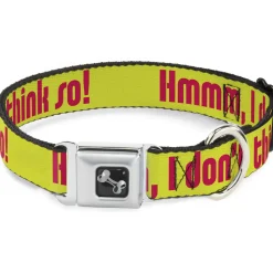 Dog Bone Seatbelt Buckle Collar - HMMM, I DON'T THINK SO! Yellow/Pink