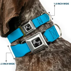 Dog Bone Seatbelt Buckle Collar - Solid Water Blue