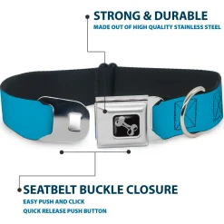 Dog Bone Seatbelt Buckle Collar - Solid Water Blue