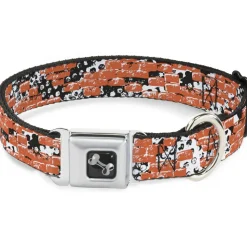 Dog Bone Seatbelt Buckle Collar - Grunge Bricks Orange
