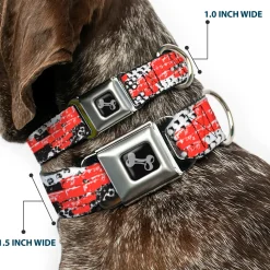 Dog Bone Seatbelt Buckle Collar - Grunge Bricks Orange
