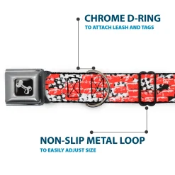 Dog Bone Seatbelt Buckle Collar - Grunge Bricks Orange