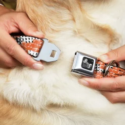 Dog Bone Seatbelt Buckle Collar - Grunge Bricks Orange