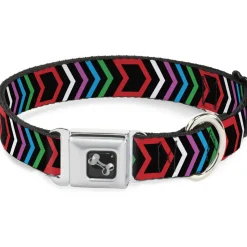 Dog Bone Seatbelt Buckle Collar - Arrows Black/Multi Color