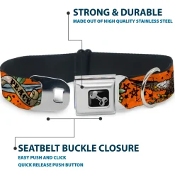 Dog Bone Seatbelt Buckle Collar - Truth and Justice Orange