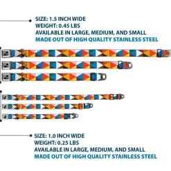 Dog Bone Seatbelt Buckle Collar - Geometric Triangle Blocks Multi Color