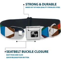 Dog Bone Seatbelt Buckle Collar - Geometric Triangle Blocks Multi Color