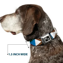 Dog Bone Seatbelt Buckle Collar - Geometric Triangle Blocks Multi Color