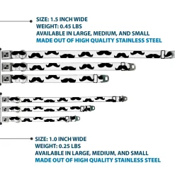 Dog Bone Seatbelt Buckle Collar - Mustaches White/Black