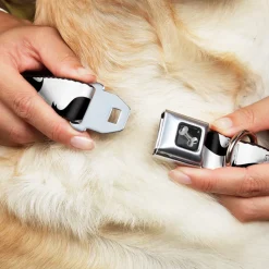 Dog Bone Seatbelt Buckle Collar - Mustaches White/Black