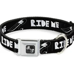 Dog Bone Seatbelt Buckle Collar - RIDE ME Surfboard Black/White