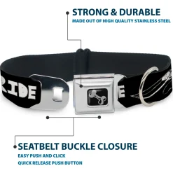 Dog Bone Seatbelt Buckle Collar - RIDE ME Surfboard Black/White