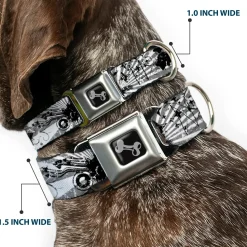 Dog Bone Seatbelt Buckle Collar - Rising Sun White/Gray