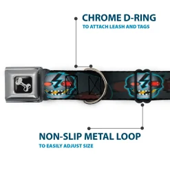 Dog Bone Seatbelt Buckle Collar - High Voltage Skull