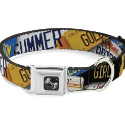 Dog Bone Seatbelt Buckle Collar - Cali License Plates Stacked