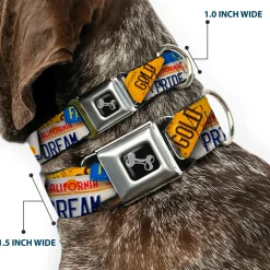 Dog Bone Seatbelt Buckle Collar - Cali License Plates Stacked