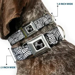 Dog Bone Seatbelt Buckle Collar - Doodle1 White/Black