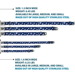 Dog Bone Seatbelt Buckle Collar - Snowflakes Blue/White