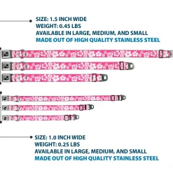 Dog Bone Seatbelt Buckle Collar - Hibiscus Neon Pink/White