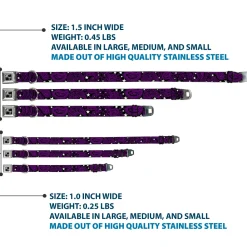 Dog Bone Seatbelt Buckle Collar - Paisley Stars Black/Purple/White