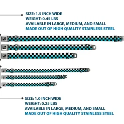 Dog Bone Seatbelt Buckle Collar - Checker Black/Ombre Turquoise