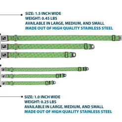 Dog Bone Seatbelt Buckle Collar - Wire Grid Tan/Green/Yellow