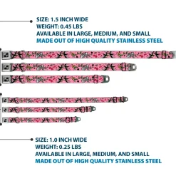 Dog Bone Seatbelt Buckle Collar - Lucky CLOSE-UP Pink