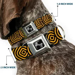 Dog Bone Seatbelt Buckle Collar - Square Target Gold/Black