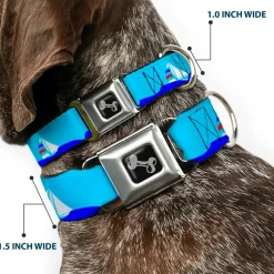 Dog Bone Seatbelt Buckle Collar - Boats on the Water