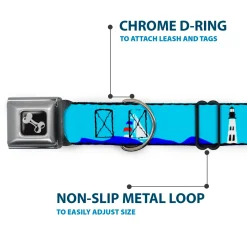 Dog Bone Seatbelt Buckle Collar - Boats on the Water