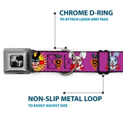 Dog Bone Seatbelt Buckle Collar - Bunny Superhero Purple
