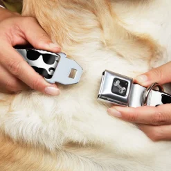 Dog Bone Seatbelt Buckle Collar - Sunglasses & Mustache White/Black