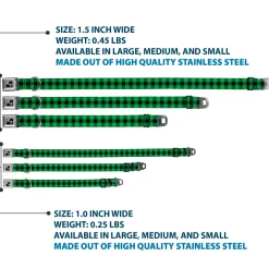 Dog Bone Seatbelt Buckle Collar - Buffalo Plaid Black/Neon Green