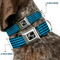 Dog Bone Seatbelt Buckle Collar - Mini Buffalo Plaid Navy/Blue