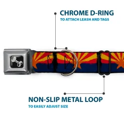 Dog Bone Seatbelt Buckle Collar - Arizona Flag Distressed Painting