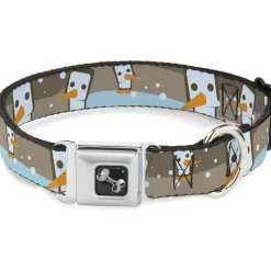 Dog Bone Seatbelt Buckle Collar - Block Penguins Tan
