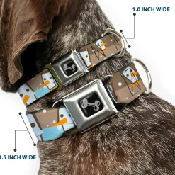 Dog Bone Seatbelt Buckle Collar - Block Penguins Tan
