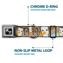 Dog Bone Seatbelt Buckle Collar - Block Penguins Tan